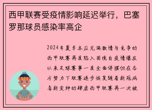 西甲联赛受疫情影响延迟举行，巴塞罗那球员感染率高企